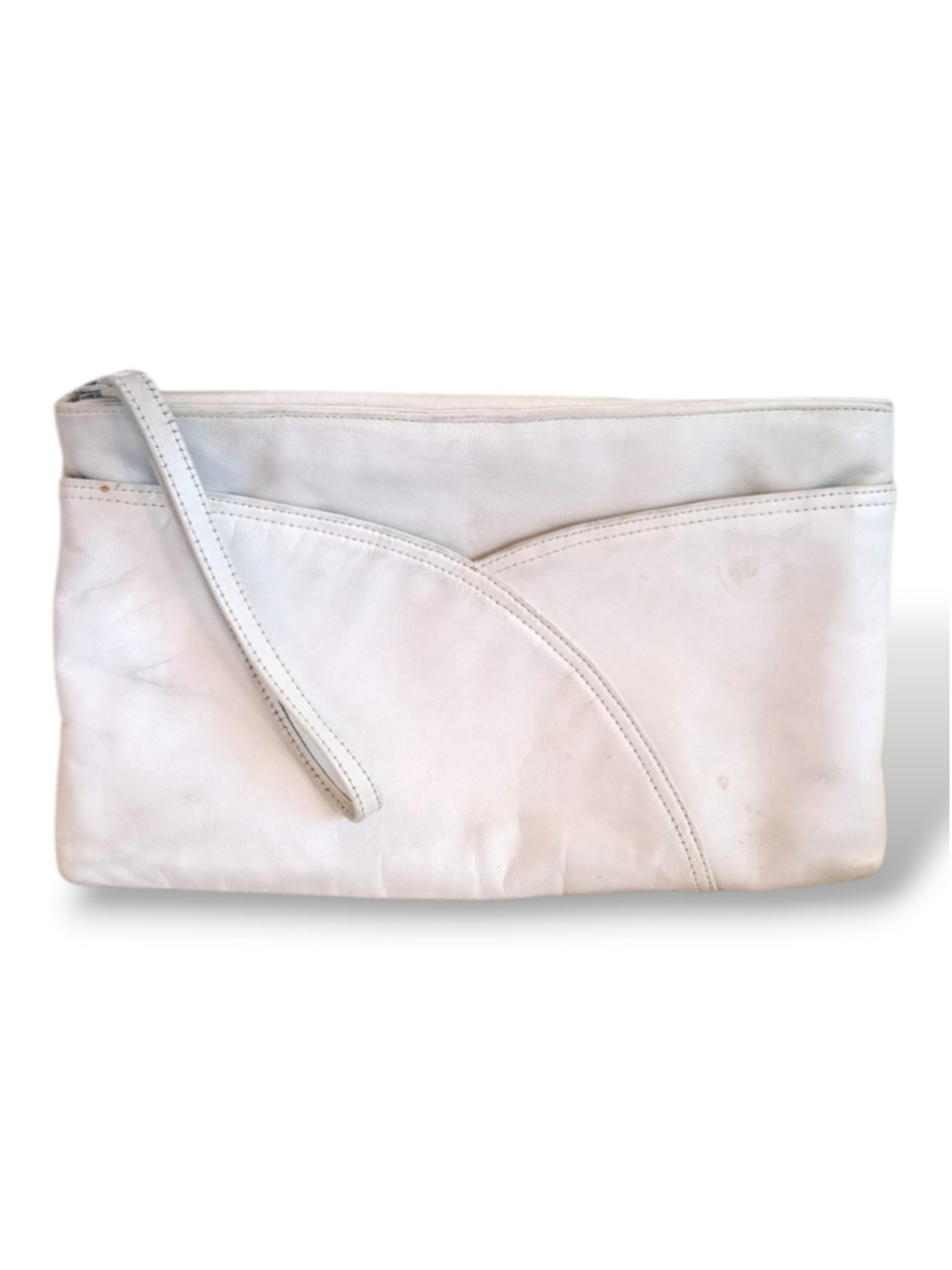 vintage Toni genuine leather white clutch purse 80s small soft retro minimalist